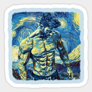 Body Builder Van Gogh Style Sticker